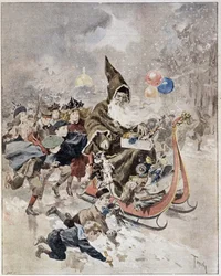 Aquarell, das den Weihnachtsmann darstellt. „The Illustrated World“. 21/12/1895.