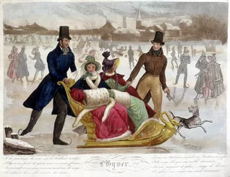 Winter: Schlittschuhlaufen (Gravur)