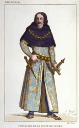 Kostüm des Chevalier de la Cosse de Genet nach dem Jahr 1365 (1830)