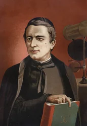 Porträt von Angelo Secchi, italienischer Astronom (1818 - 1878), Begründer der Spektroskopie. basierend auf hombres y Mujeres celebres. Barcelona 1877.