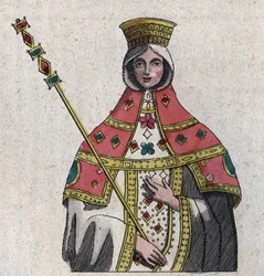 Porträt von Eudokia (oder Eudocia) Ingerina (Eudocia Ingerina) (ca. 840 - ca. 882) Ehefrau des byzantinischen Kaisers Basileios I. - Gravur aus „Usi e Costumi di Tutti i Popoli dell
