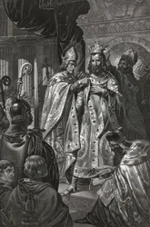 Krönung Balduins von Boulogne, genannt Balduin I. (ca. 1065-1118), König von Jerusalem, am Weihnachtstag 1100
