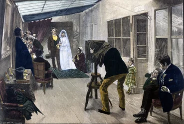 Werkstatt eines Fotografen in Paris im Jahr 1878