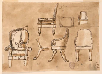 Zeichnung, Stühle, ca. 1800
