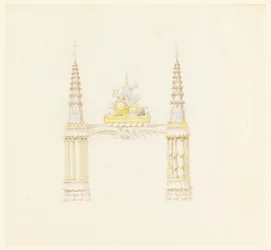 Zeichnung, Kaminstück, Westwand des Musikzimmers, ca. 1820