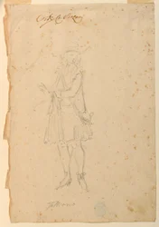 Zeichnung, Kostümentwurf: Ein Mann der Welt für ein Ballett, ca. 1720