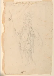 Zeichnung, Kostümentwurf: Afrika für ein Ballett, ca. 1720