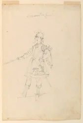 Kostümentwurf: Der Waffenmeister für ein Ballett, ca. 1720