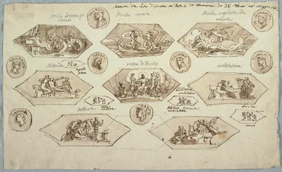 Zeichnung, Dekoration für die Decke eines Schlafzimmers in der Villa Aldini, Montmorency, 1813