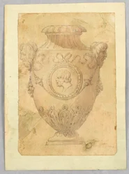 Zeichnung, Entwurf für eine Kameo-Vase, 19. Jahrhundert