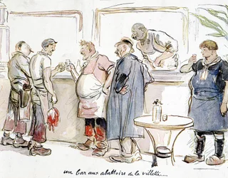 Eine Bar in den Schlachthöfen von La Villette in Paris.
