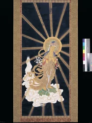 Amitabha (Amida) Triade, die vom Himmel herabsteigt