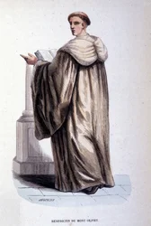 Benediktiner von Monte Oliveto oder Olivetaner, religiöser Orden, der im 14. Jahrhundert in Siena gegründet wurde. Gravur des 19. Jahrhunderts. Privatsammlung, Mailand.