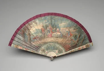 Brisé-Fächer mit einer Szene einer Outdoor-Party, ca. 1700-25