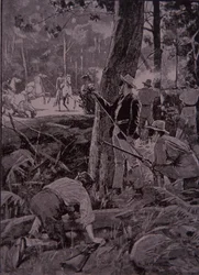 Bushrangers, australische Gesetzlose, überfallen einen Goldtransport