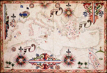 Seekarte des Mittelmeers, des Schwarzen Meers und des Kaspischen Meers, um 1620