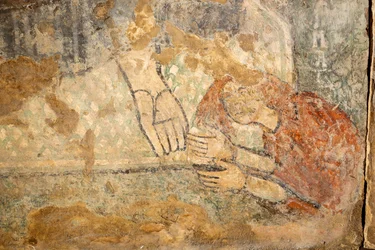 Christus segnet mit Magdalena zu seinen Füßen (Detail)