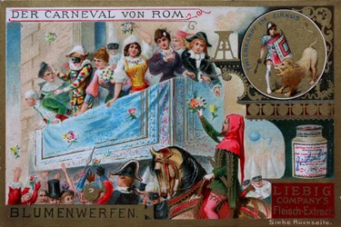 Sammlerbilderserie Der Karneval von Rom, Blumenwerfen