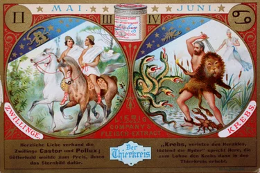 Sammlerbilderserie Der Tierkreis, Mai und Juni, Zwillinge und Krebs