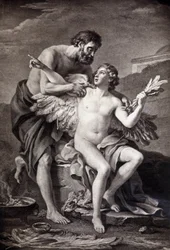 Daedalus und Icarus. Gravur, 19. Jahrhundert