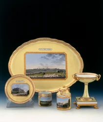 Dessertservice, Porzellanstücke der Dennelle-Fabrik