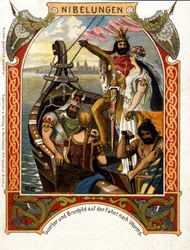 Die Nibelungen, Oper komponiert von Heinrich Dorn (1804-1892) im Jahr 1854, deutscher Dirigent und Komponist. Chromolithographie des 19. Jahrhunderts.