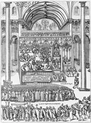 Exorzismus einer besessenen Frau in der Kirche Unserer Lieben Frau von Laon, 8. Februar