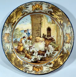 Fayenceschale mit Darstellung einer pastoralen Szene. 18. Jahrhundert. Paris, Musée du Louvre