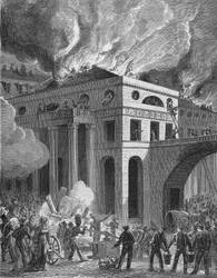 Brand des Theaters Odeon in Paris im Jahr 1820.