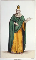 Frédegonde. Königin von Neustrien (545-597) Gravur von 1830