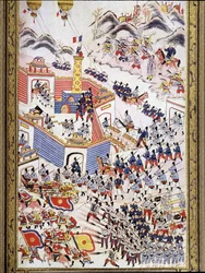 Französische Fesselballons bei der Eroberung von Hong Hoa in Tonkin, August 1884.