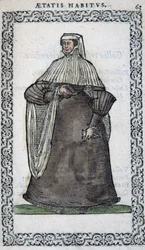 Französische Frau im Traueranzug - in „Habits et éffigies“ von Jean Sulperius