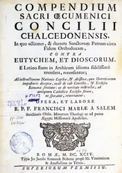 Frontispiz von „Compendium sacri oecumenici concilii chalcedonensis“
