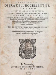 Frontispiz von Toscanello in musica von Pietro Aron
