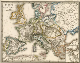Geografische Karte Europas zur Zeit Napoleons I. In „Atlante Storico Geografico“ von K. von Sruner