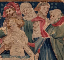 Geschichte von Saint Piat und Saint Eleuthère, Szene 13: Taufe von Blanda. Detail.