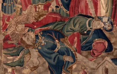 Geschichte von Saint Piat und Saint Eleuthère, Szene 14: Die Pest verwüstet die Stadt Tournai (Detail)