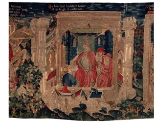 Geschichte von Saint Piat und Saint Eleuthère, Szene 9 Saint-Éleuthère wird als Bischof von Tournai bestätigt