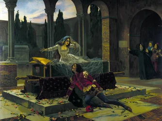 Illustration der letzten Szene des Balletts „Romeo und Julia“ von Piotr Iljitsch Tschaikowski