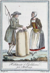 Einwohner in der Nähe von Straßburg - in „Enzyklopädie der Reisen“ von Grasset Saint Sauveur, ed. Paris