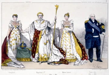 Joséphine, Napoleon I., Marie Louise und Louis XVIII - in „La Monarchie française en estampes“