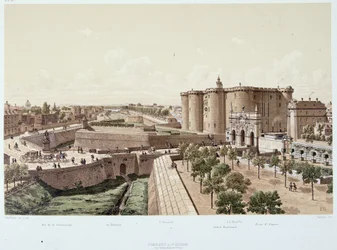 Die Bastille im Jahr 1740 (das Gefängnis) - aus „Paris à travers les âges“, Ende 19. Jahrhundert