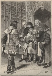Lord Patrice Charteris und die Bürger von Perth - 19. Jahrhundert Illustration für den historischen Roman „Die schöne Maid von Perth oder Valentinstag“ von Walter Scott