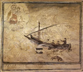 Mann am Meer. Votivbild aus dem 16. Jahrhundert aus der Kirche Madonna dell