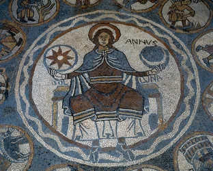 Mosaikboden, der die Monate des Jahres darstellt