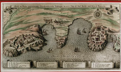 Nizza, Villefranche und Monaco im 17. Jahrhundert (geografischer Ausschnitt)