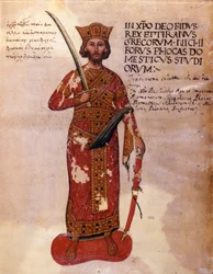 Nikephoros II Phokas, byzantinischer Kaiser von 963 bis 969. Darstellung von Nikephoros II Phokas, byzantinischer Kaiser (963 - 969). Manuskript aus dem 11. Jahrhundert. Marciana Venedig.