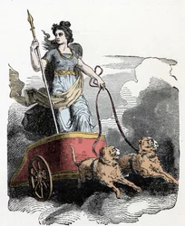 Nordische Mythologie: Frigga - Nordische Mythologie: die Göttin Freyja in ihrem von Katzen gezogenen Wagen