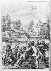 Ovidius - Illustration für Buch 15 - (P. Ovidii Nasonis Metamorphose libri XV um notis TH. Farnabii.) Anmerkung von Thomas Farnaby (Farnabia) (1575-1647)