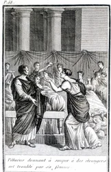 Pillacus gibt Fremden ein Abendessen und wird von seiner Frau gestört.